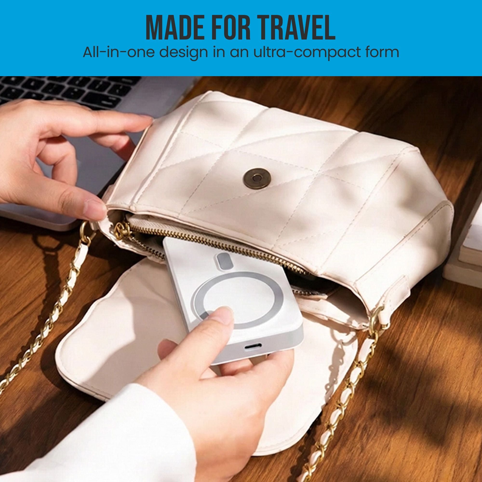 OneAdaptr OneGo White 5 in 1 MagSafe Charging Stand Power Bank V240-OG-B10WH