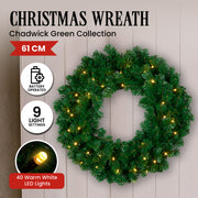 Christabelle 61cm Chadwick Christmas Wreath with LED Lights Front Door Decoration Ornament V240-OPCG61