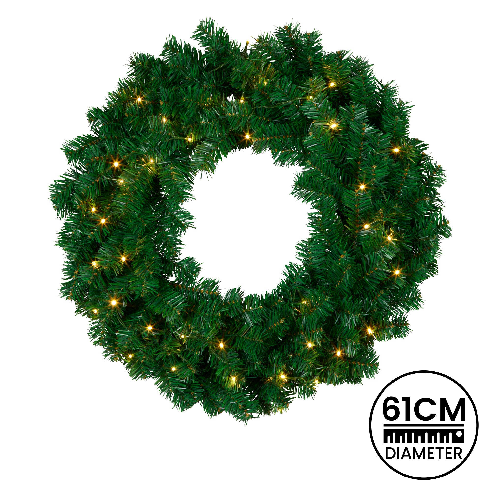 Christabelle 61cm Chadwick Christmas Wreath with LED Lights Front Door Decoration Ornament V240-OPCG61