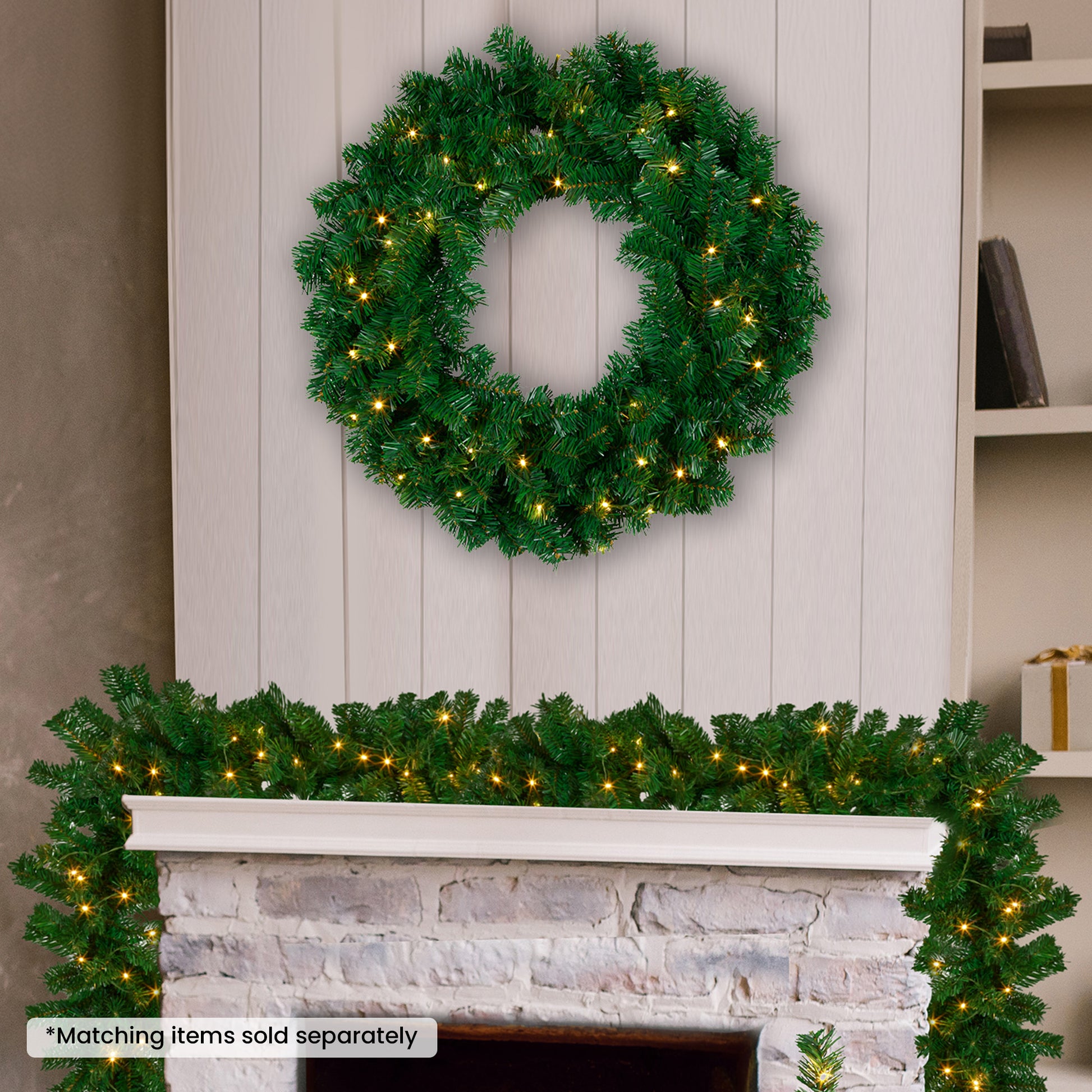 Christabelle 61cm Chadwick Christmas Wreath with LED Lights Front Door Decoration Ornament V240-OPCG61