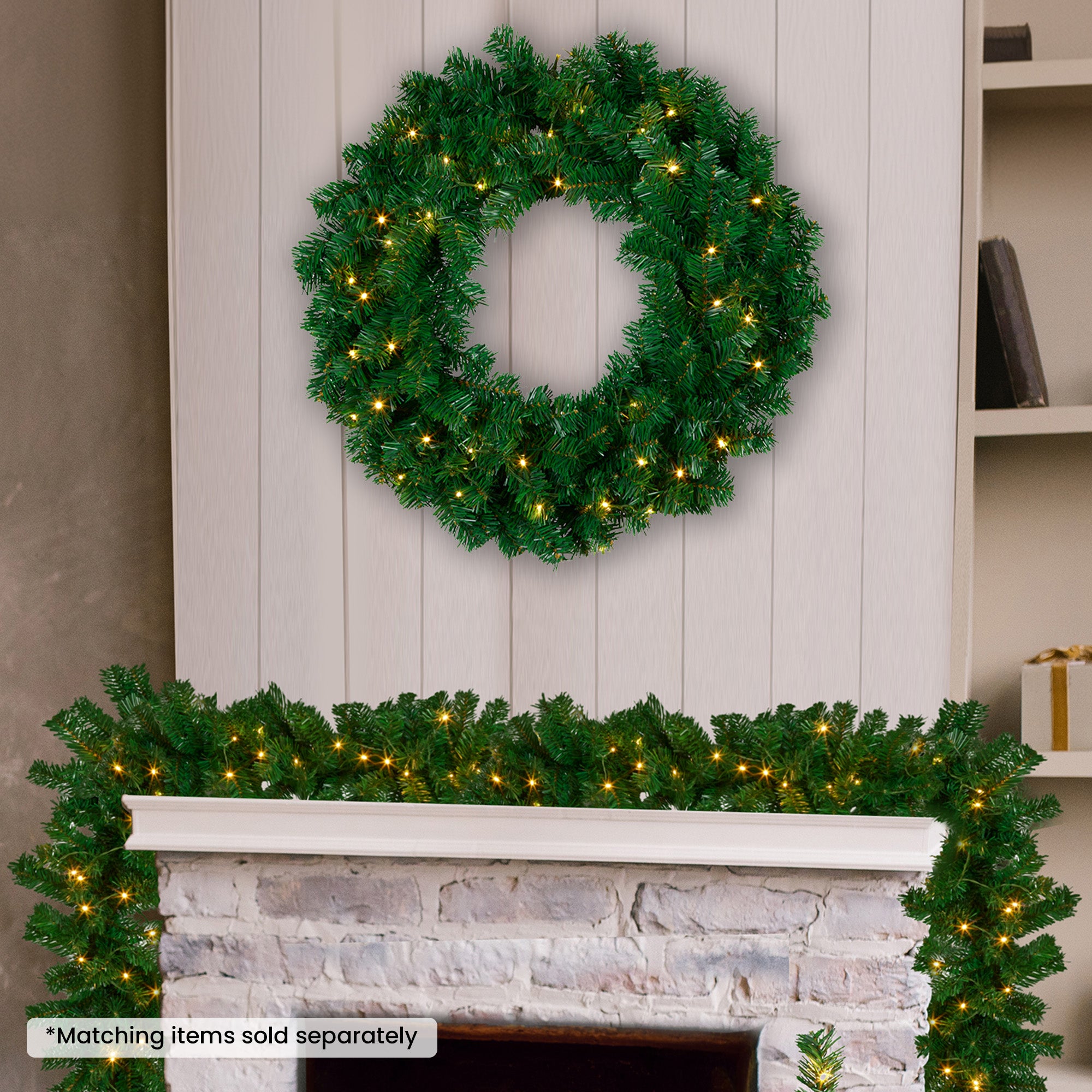 Christabelle 61cm Chadwick Christmas Wreath with LED Lights Front Door Decoration Ornament V240-OPCG61