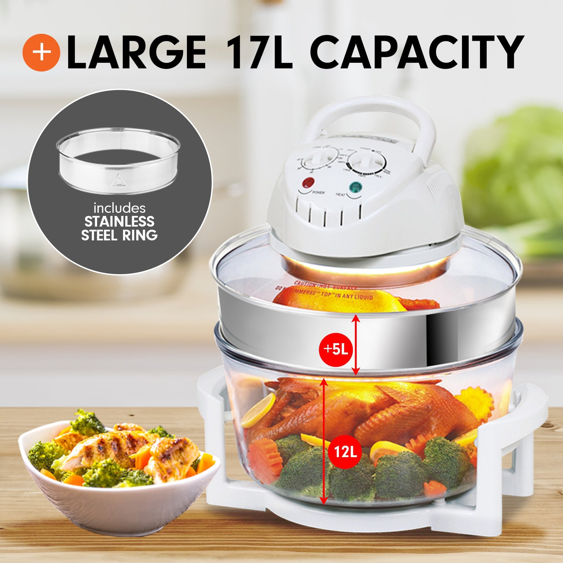 Pronti 17l Digital Turbo Convection Oven Electric Cooker Air Fryer 1400w Cook V240-OVN-17L-A15-WH