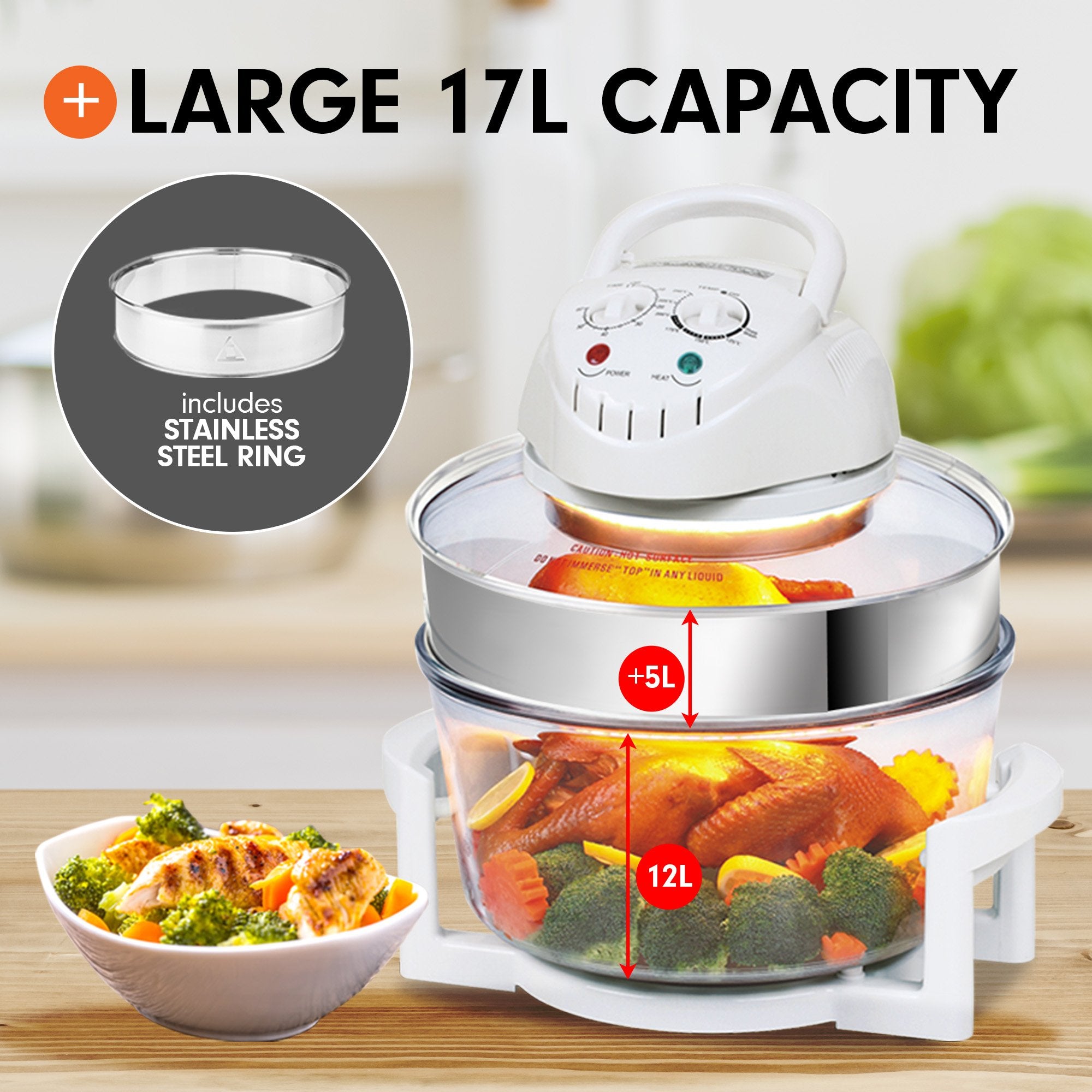 Pronti 17l Digital Turbo Convection Oven Electric Cooker Air Fryer 1400w Cook V240-OVN-17L-A15-WH