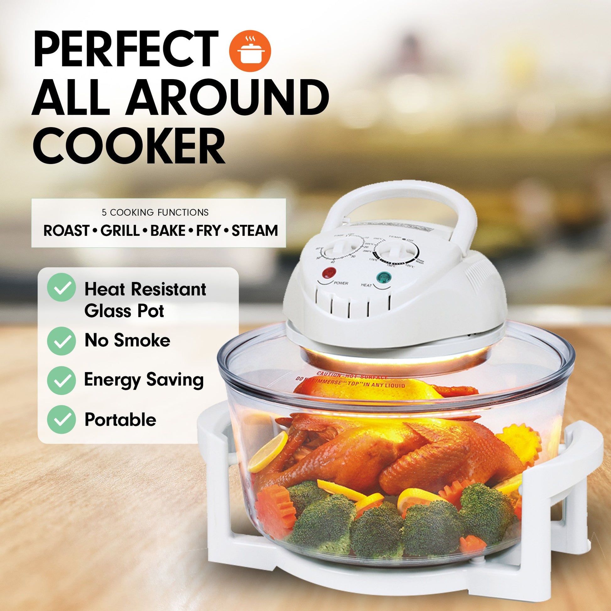 Pronti 17l Digital Turbo Convection Oven Electric Cooker Air Fryer 1400w Cook V240-OVN-17L-A15-WH