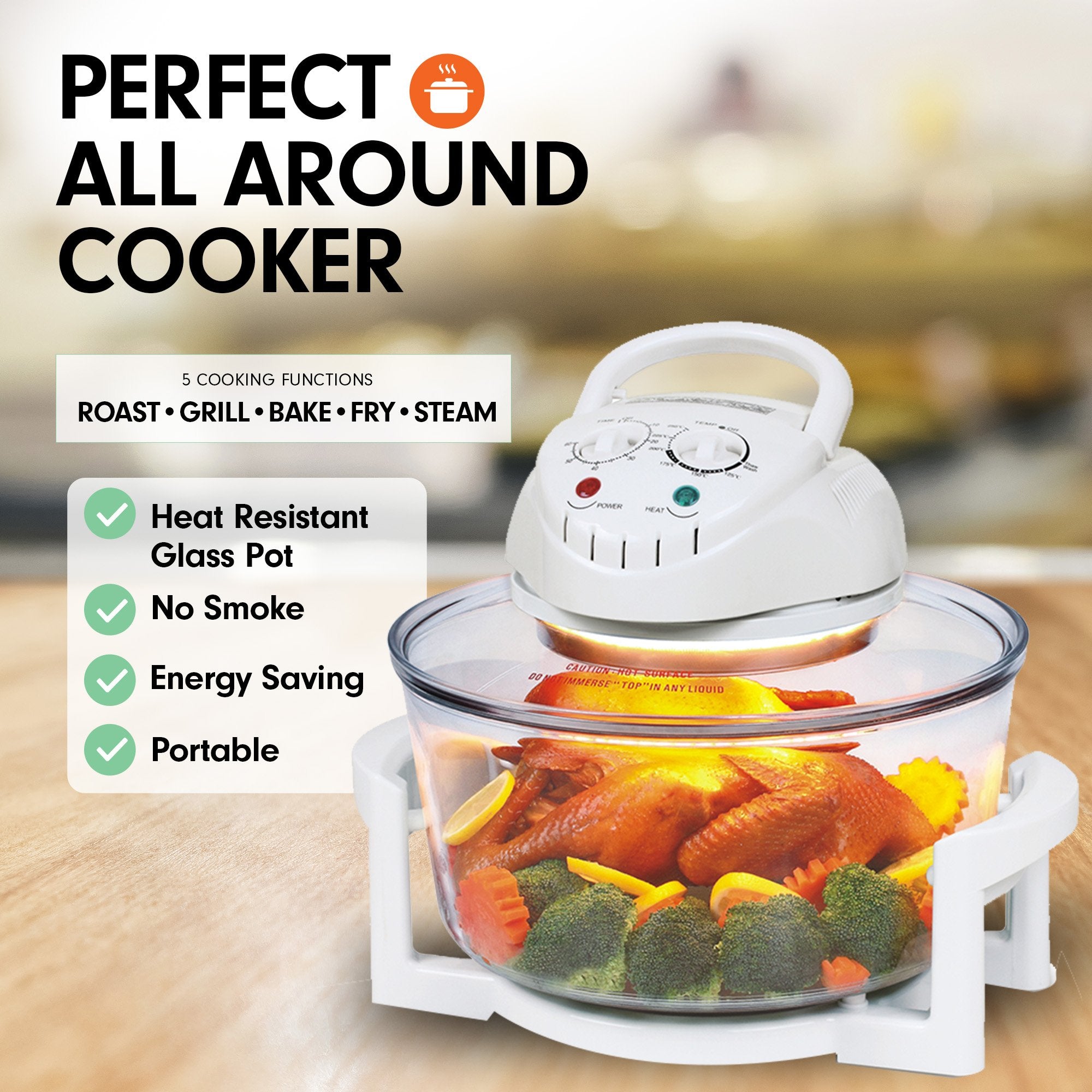 Pronti 17l Digital Turbo Convection Oven Electric Cooker Air Fryer 1400w Cook V240-OVN-17L-A15-WH
