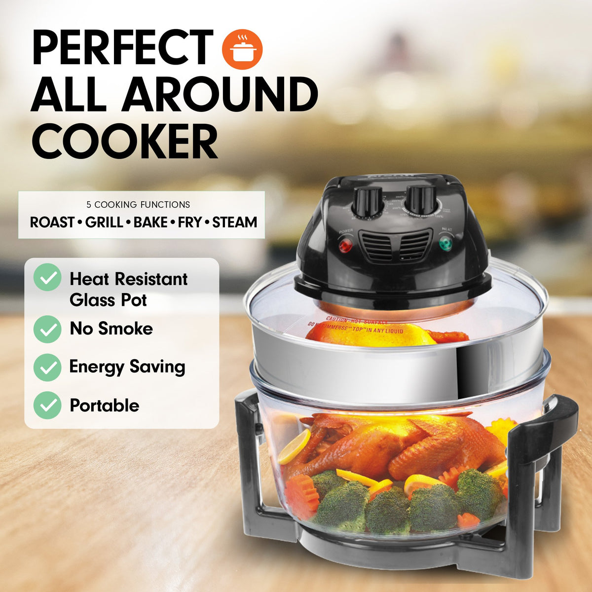 Pronti 17L Family Turbo Convection Oven Broiler Cooker - A18 Black V240-OVN-17L-A18-BK