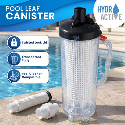 HydroActive Pool Leaf Canister Inline Debris Catcher for Suction Pool Cleaners V240-PLC-PWF-02B