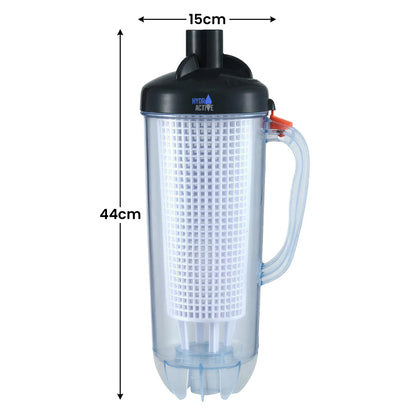 HydroActive Pool Leaf Canister Inline Debris Catcher for Suction Pool Cleaners V240-PLC-PWF-02B