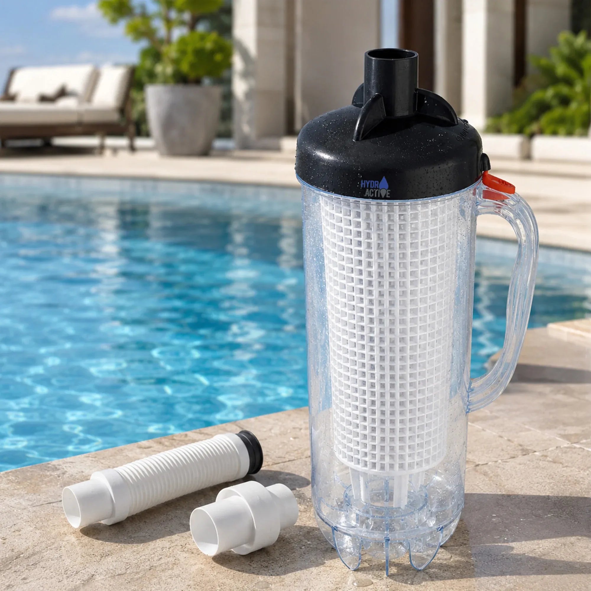 HydroActive Pool Leaf Canister Inline Debris Catcher for Suction Pool Cleaners V240-PLC-PWF-02B