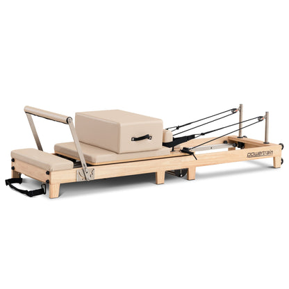 Powertrain Selina Pilates Reformer Machine Wooden Folding Multifunctional Home Gym Equipment with Jumpboard & V240-PLT-JYI-F2W-BE