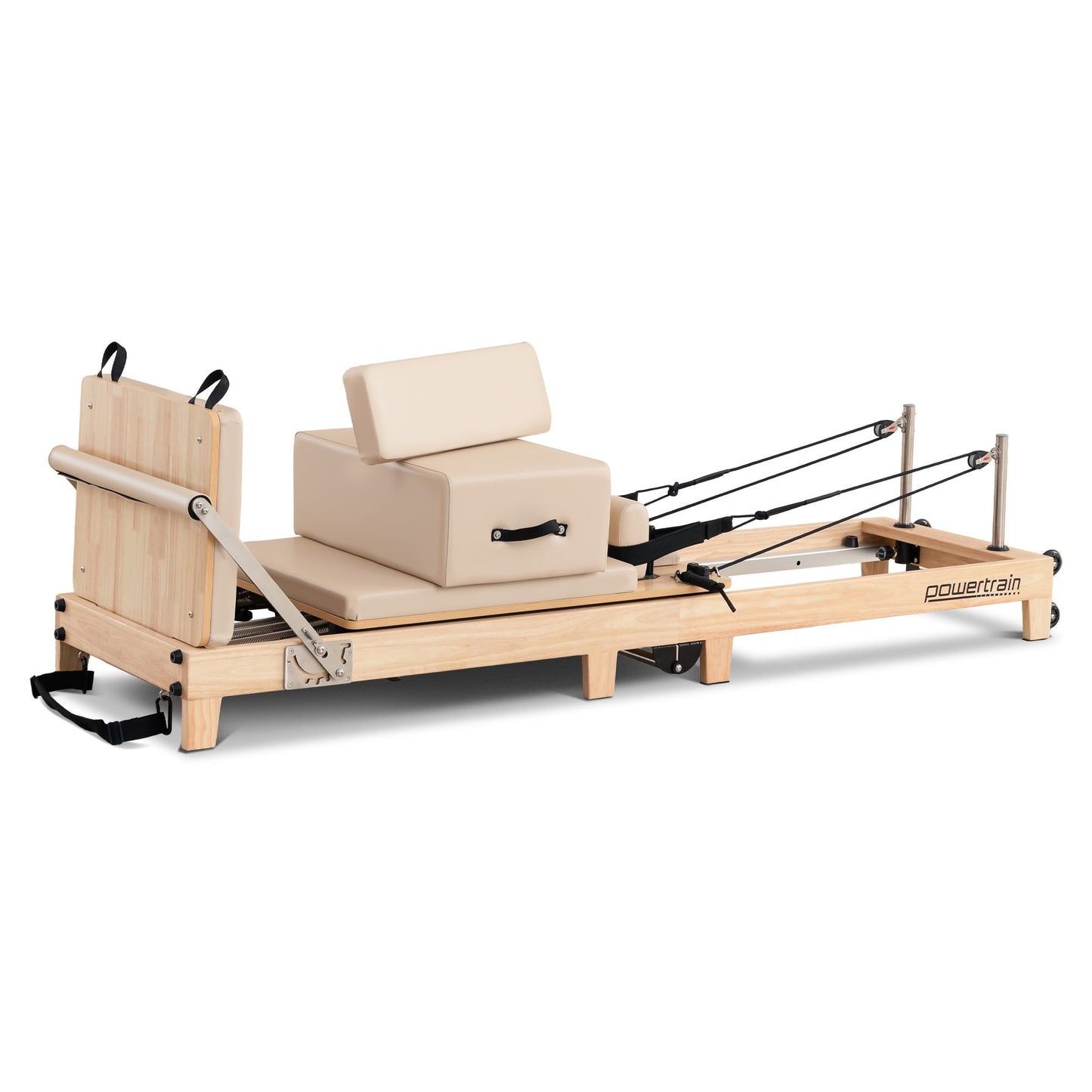 Powertrain Selina Pilates Reformer Machine Wooden Folding Multifunctional Home Gym Equipment with Jumpboard & V240-PLT-JYI-F2W-BE