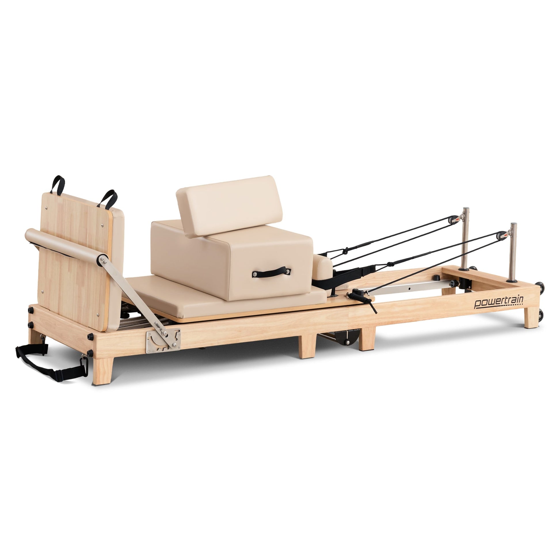 Powertrain Selina Pilates Reformer Machine Wooden Folding Multifunctional Home Gym Equipment with Jumpboard & V240-PLT-JYI-F2W-BE