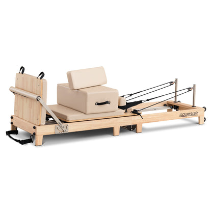 Powertrain Selina Pilates Reformer Machine Wooden Folding Multifunctional Home Gym Equipment with Jumpboard & V240-PLT-JYI-F2W-BE
