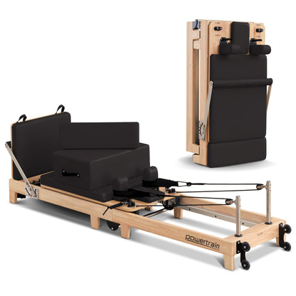 Powertrain Selina Pilates Reformer Machine Wooden Folding Multifunctional Home Gym Equipment with Jumpboard & V240-PLT-JYI-F2W-BK
