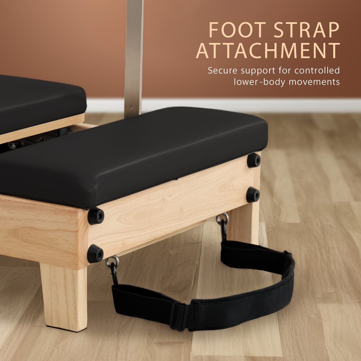 Powertrain Selina Pilates Reformer Machine Wooden Folding Multifunctional Home Gym Equipment with Jumpboard & V240-PLT-JYI-F2W-BK