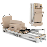 Powertrain Velora Beige Aluminium Foldable Pilates Board Reformer Multifunctional Core Exercise Set Ab V240-PLT-JYI-F5A-BE