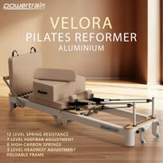 Powertrain Velora Beige Aluminium Foldable Pilates Board Reformer Multifunctional Core Exercise Set Ab V240-PLT-JYI-F5A-BE