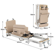 Powertrain Velora Beige Aluminium Foldable Pilates Board Reformer Multifunctional Core Exercise Set Ab V240-PLT-JYI-F5A-BE
