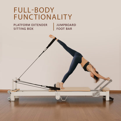 Powertrain Velora Beige Aluminium Foldable Pilates Board Reformer Multifunctional Core Exercise Set Ab V240-PLT-JYI-F5A-BE