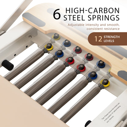 Powertrain Velora Beige Aluminium Foldable Pilates Board Reformer Multifunctional Core Exercise Set Ab V240-PLT-JYI-F5A-BE