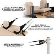 Powertrain Velora Beige Aluminium Foldable Pilates Board Reformer Multifunctional Core Exercise Set Ab V240-PLT-JYI-F5A-BE