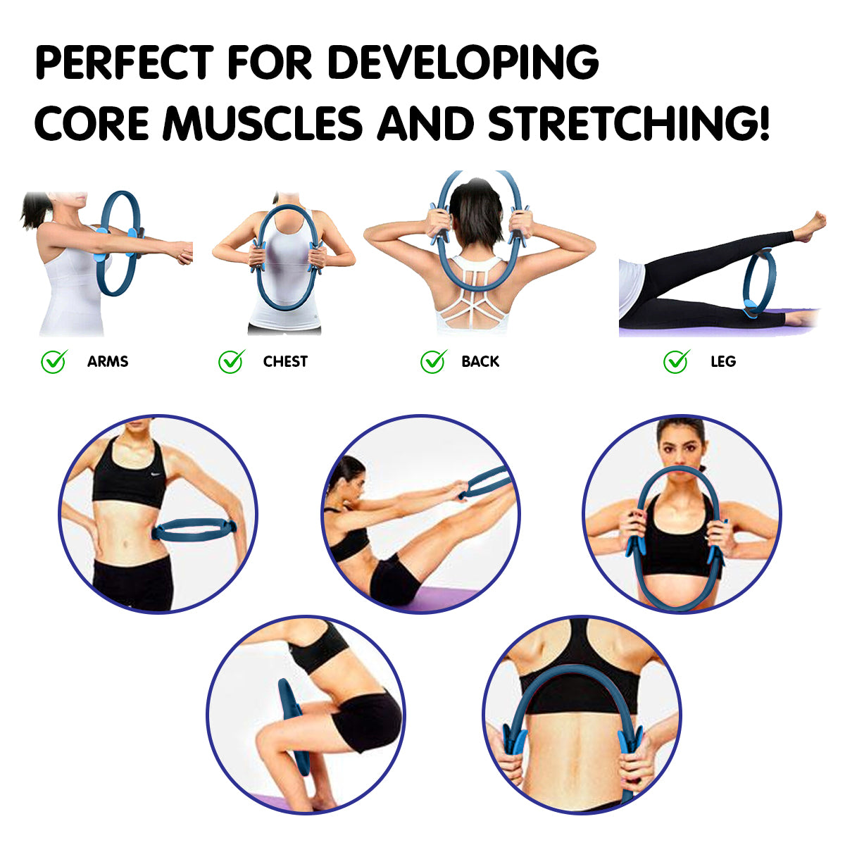 Powertrain Pilates Ring Band Yoga Home Workout Exercise Band Blue V240-PLT-RNG-BU