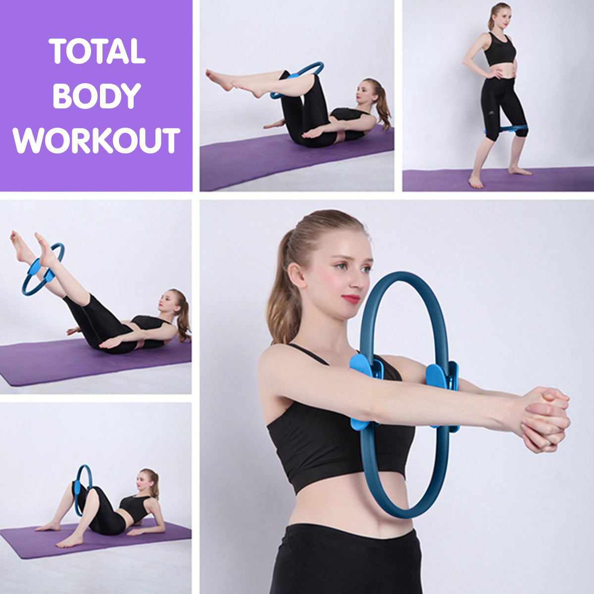 Powertrain Pilates Ring Band Yoga Home Workout Exercise Band Blue V240-PLT-RNG-BU