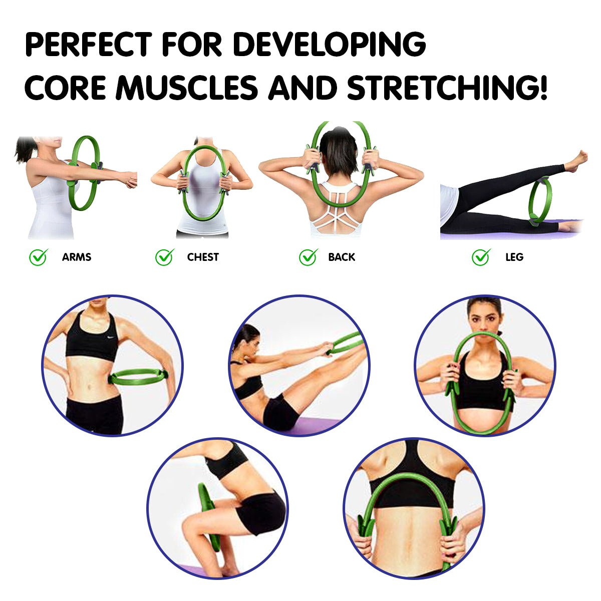 Powertrain Pilates Ring Band Yoga Home Workout Exercise Band Green V240-PLT-RNG-GN