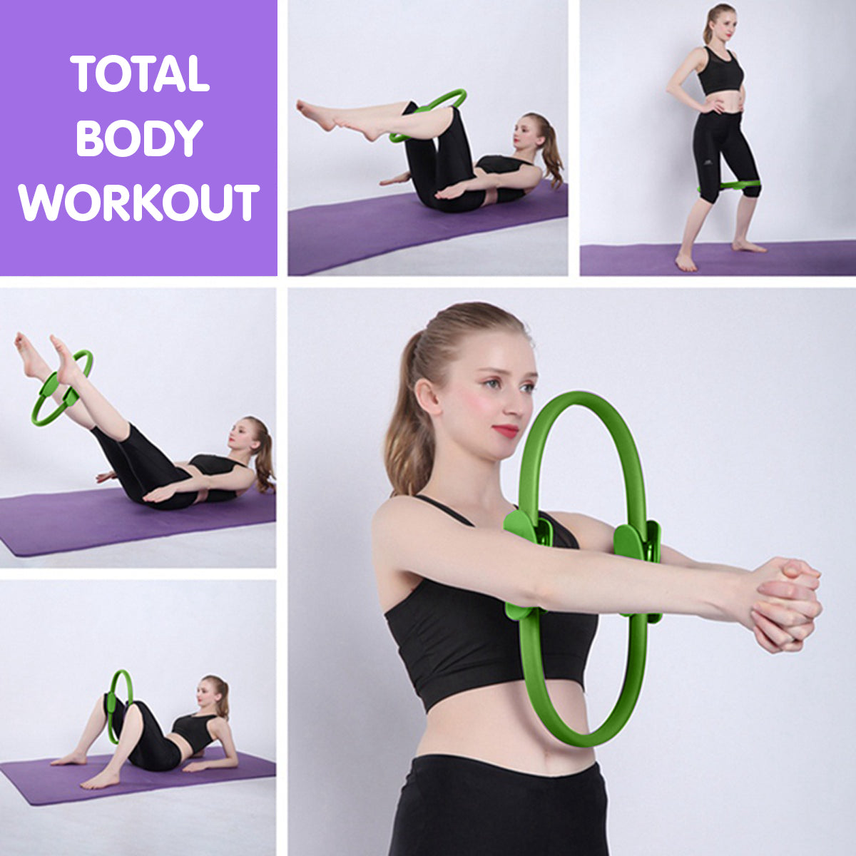 Powertrain Pilates Ring Band Yoga Home Workout Exercise Band Green V240-PLT-RNG-GN