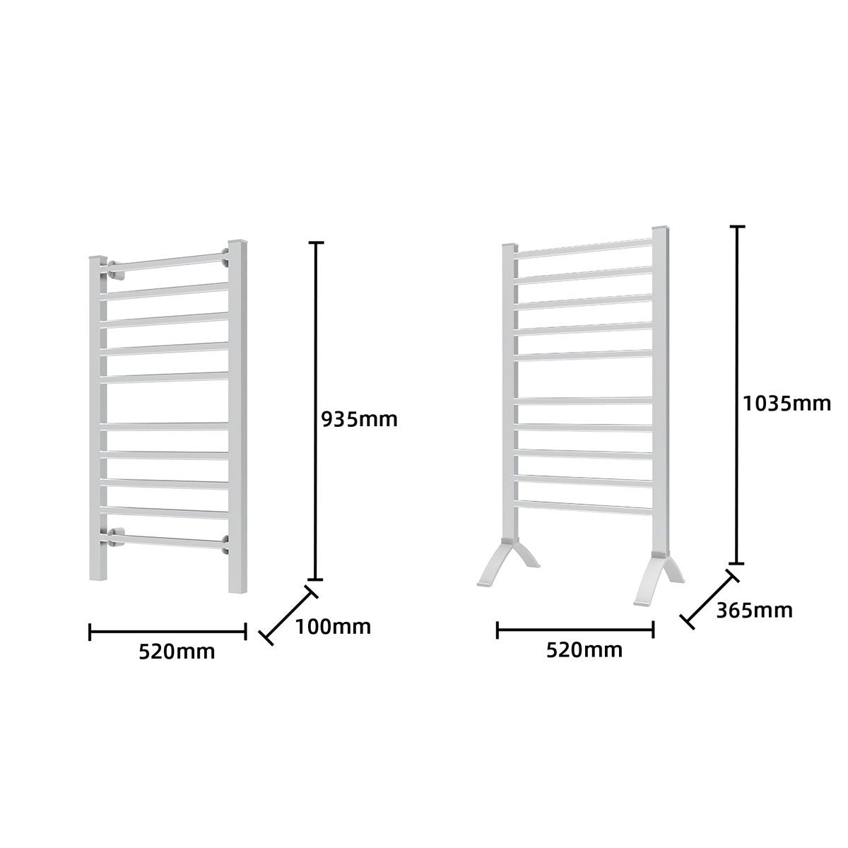 Pronti Heated Towel Rack Electric Bathroom Towel Rails Warmer Ev-160- Silver V240-PTR-EVA-160-SL