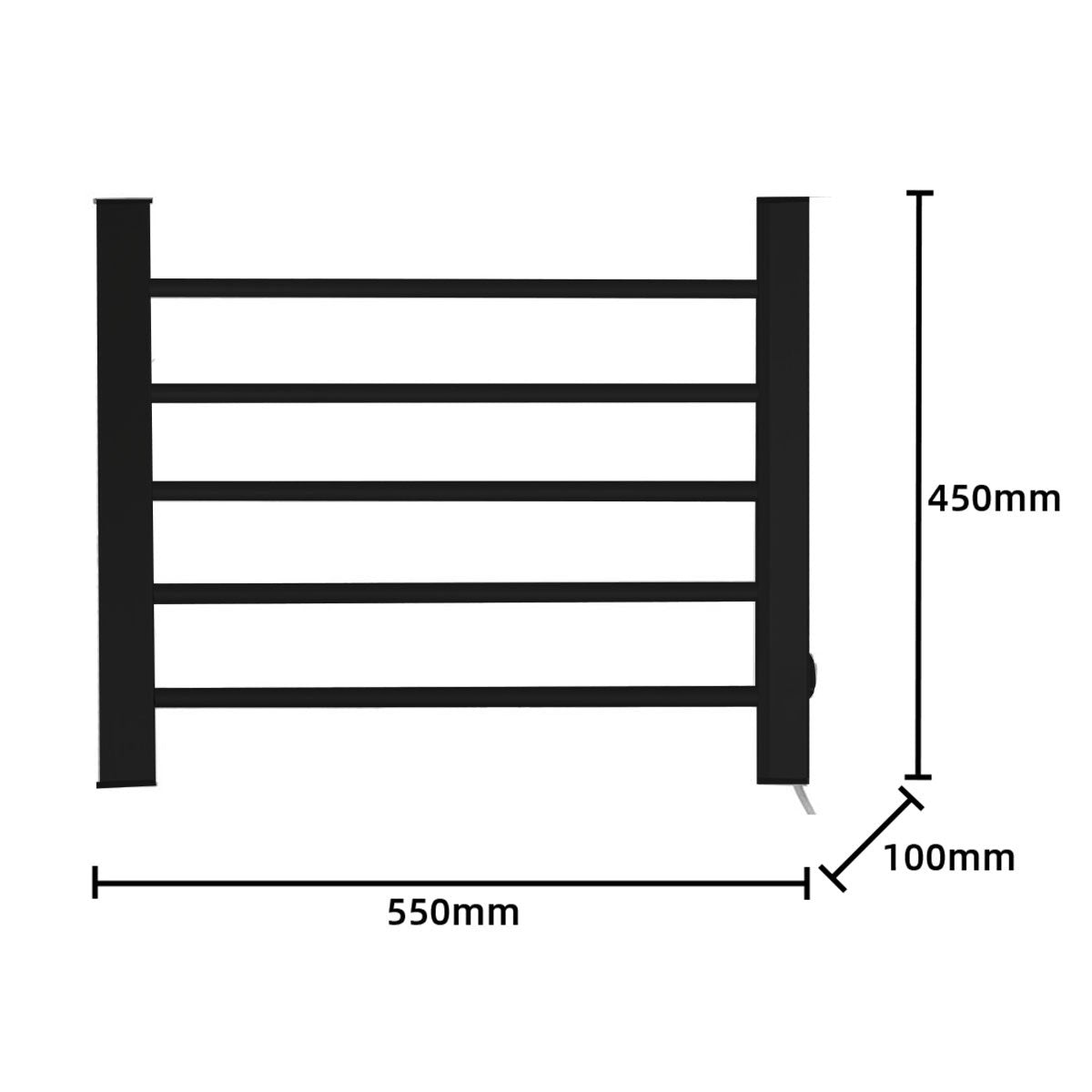 Pronti Heated Towel Rack Electric Bathroom Towel Rails Warmer Ev-90 -black V240-PTR-EVA-90-BK