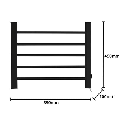 Pronti Heated Towel Rack Electric Bathroom Towel Rails Warmer Ev-90 -black V240-PTR-EVA-90-BK