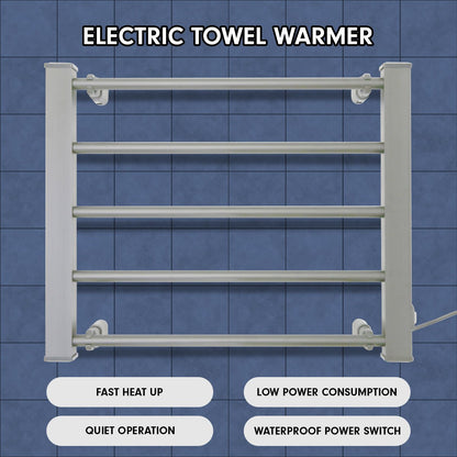 Pronti Heated Towel Rack Electric Bathroom Towel Rails Warmer Ev-90- Silver V240-PTR-EVA-90-SL