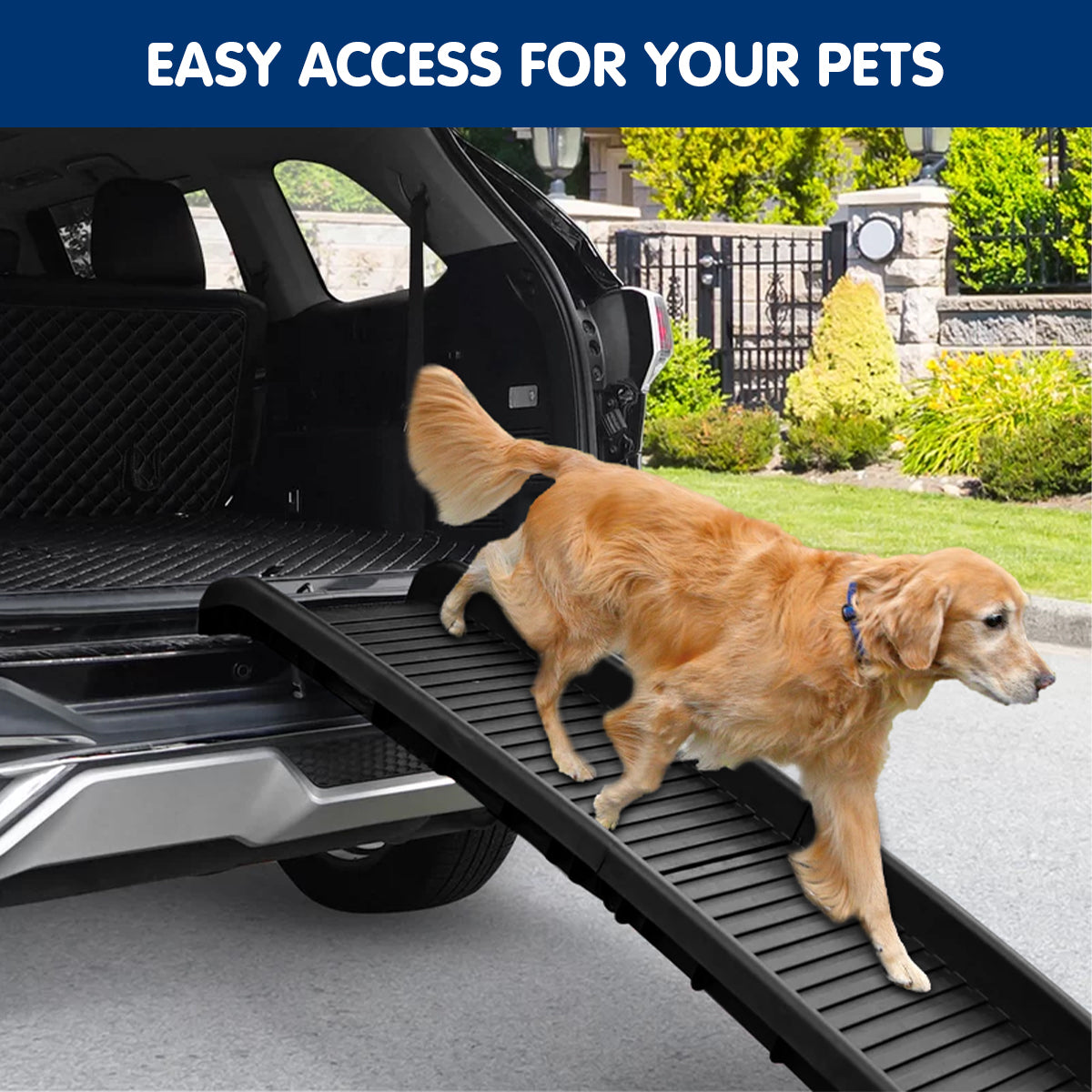 Furtastic Foldable Car Dog Ramp Vehicle Ladder Step Stairs - Black V240-PTR-PRO-BK