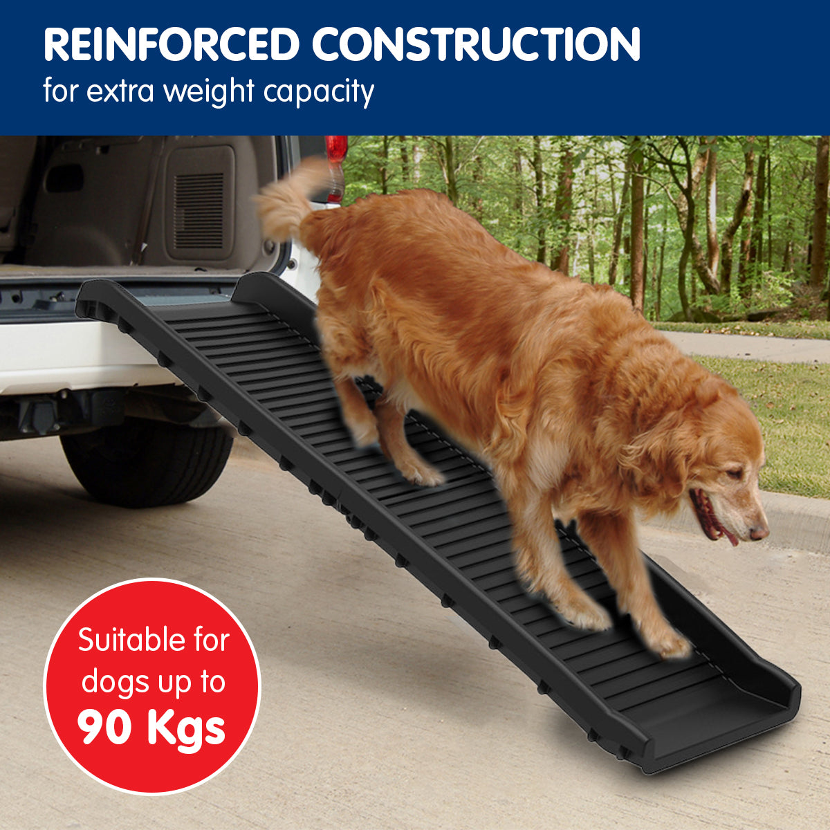 Furtastic Foldable Car Dog Ramp Vehicle Ladder Step Stairs - Black V240-PTR-PRO-BK