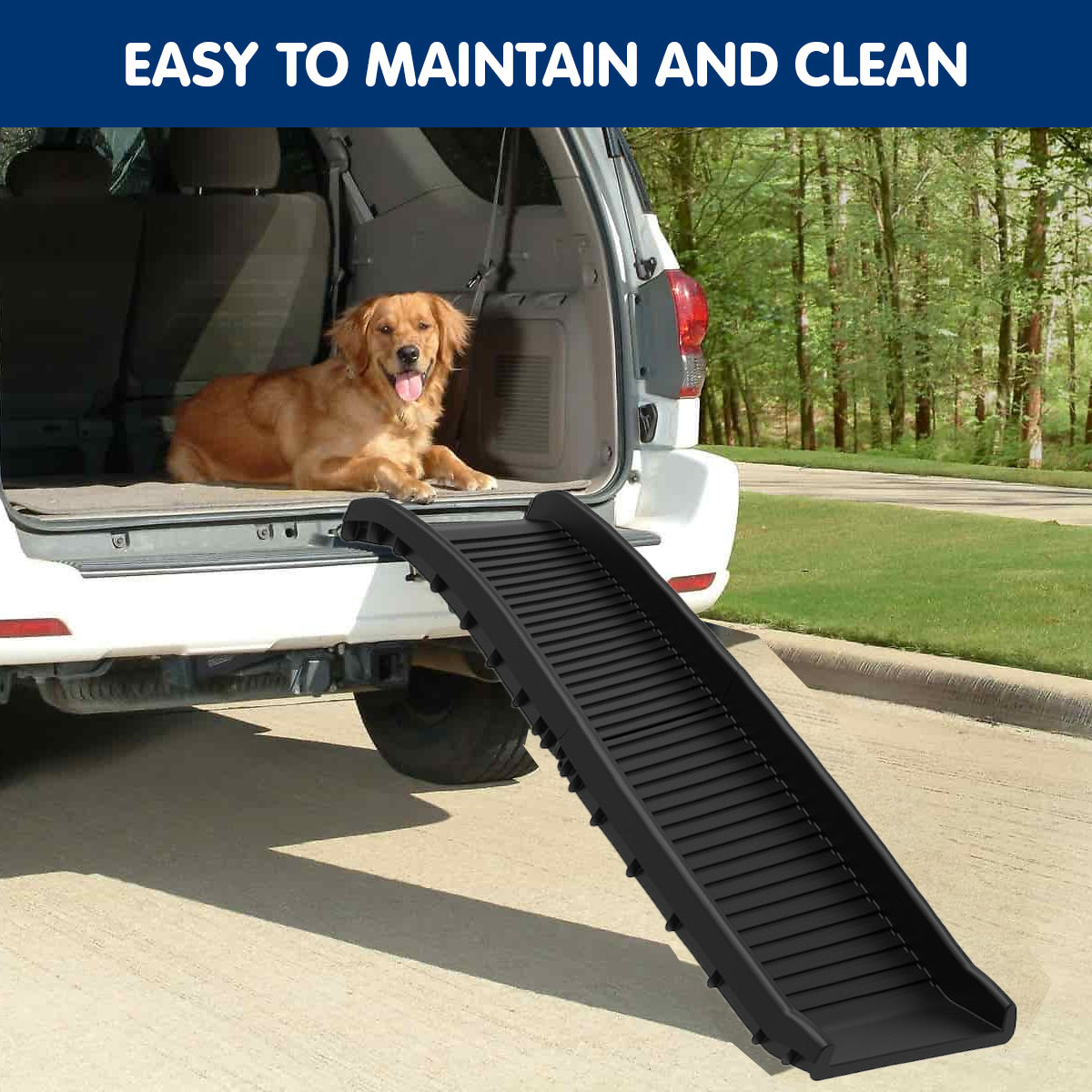 Furtastic Foldable Car Dog Ramp Vehicle Ladder Step Stairs - Black V240-PTR-PRO-BK