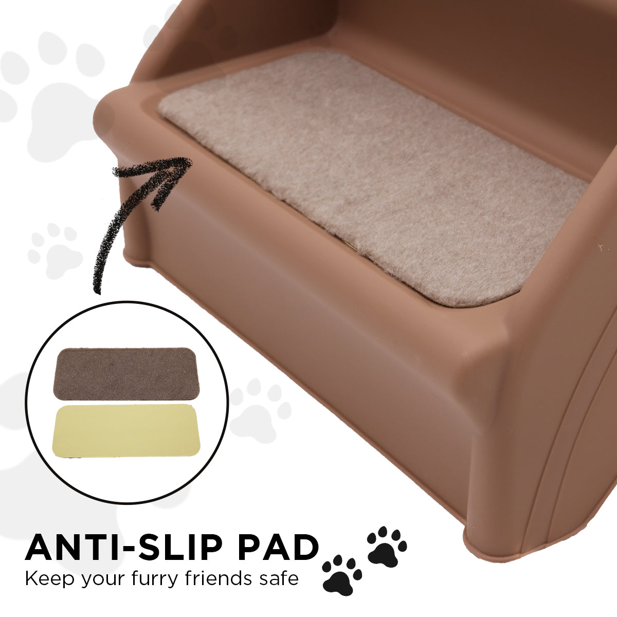 Furtastic 50cm Foldable Step Ladder Stairs - Brown V240-PTS-EJE-433-BR