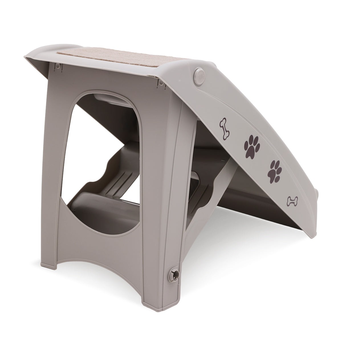 Furtastic Foldable Pet Stairs in Grey - 50cm Dog Ladder Cat Ramp with Non-Slip Mat for Indoor and Outdoor Use V240-PTS-EJE-433-GY