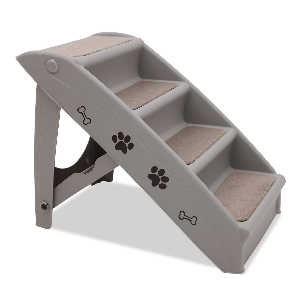 Furtastic Foldable Pet Stairs in Grey - 50cm Dog Ladder Cat Ramp with Non-Slip Mat for Indoor and Outdoor Use V240-PTS-EJE-433-GY