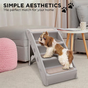 Furtastic Foldable Pet Stairs in Grey - 50cm Dog Ladder Cat Ramp with Non-Slip Mat for Indoor and Outdoor Use V240-PTS-EJE-433-GY
