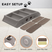 Furtastic Foldable Pet Stairs in Grey - 50cm Dog Ladder Cat Ramp with Non-Slip Mat for Indoor and Outdoor Use V240-PTS-EJE-433-GY