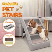 Furtastic Foldable Pet Stairs in Grey - 50cm Dog Ladder Cat Ramp with Non-Slip Mat for Indoor and Outdoor Use V240-PTS-EJE-433-GY