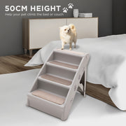 Furtastic Foldable Pet Stairs in Grey - 50cm Dog Ladder Cat Ramp with Non-Slip Mat for Indoor and Outdoor Use V240-PTS-EJE-433-GY