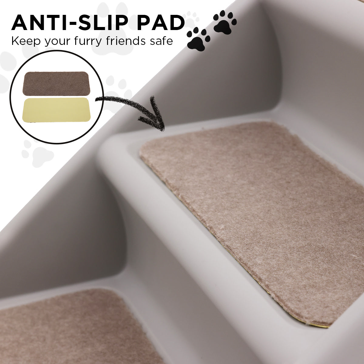 Furtastic Foldable Pet Stairs in Grey - 50cm Dog Ladder Cat Ramp with Non-Slip Mat for Indoor and Outdoor Use V240-PTS-EJE-433-GY