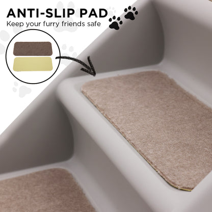 Furtastic Foldable Pet Stairs in Grey - 50cm Dog Ladder Cat Ramp with Non-Slip Mat for Indoor and Outdoor Use V240-PTS-EJE-433-GY