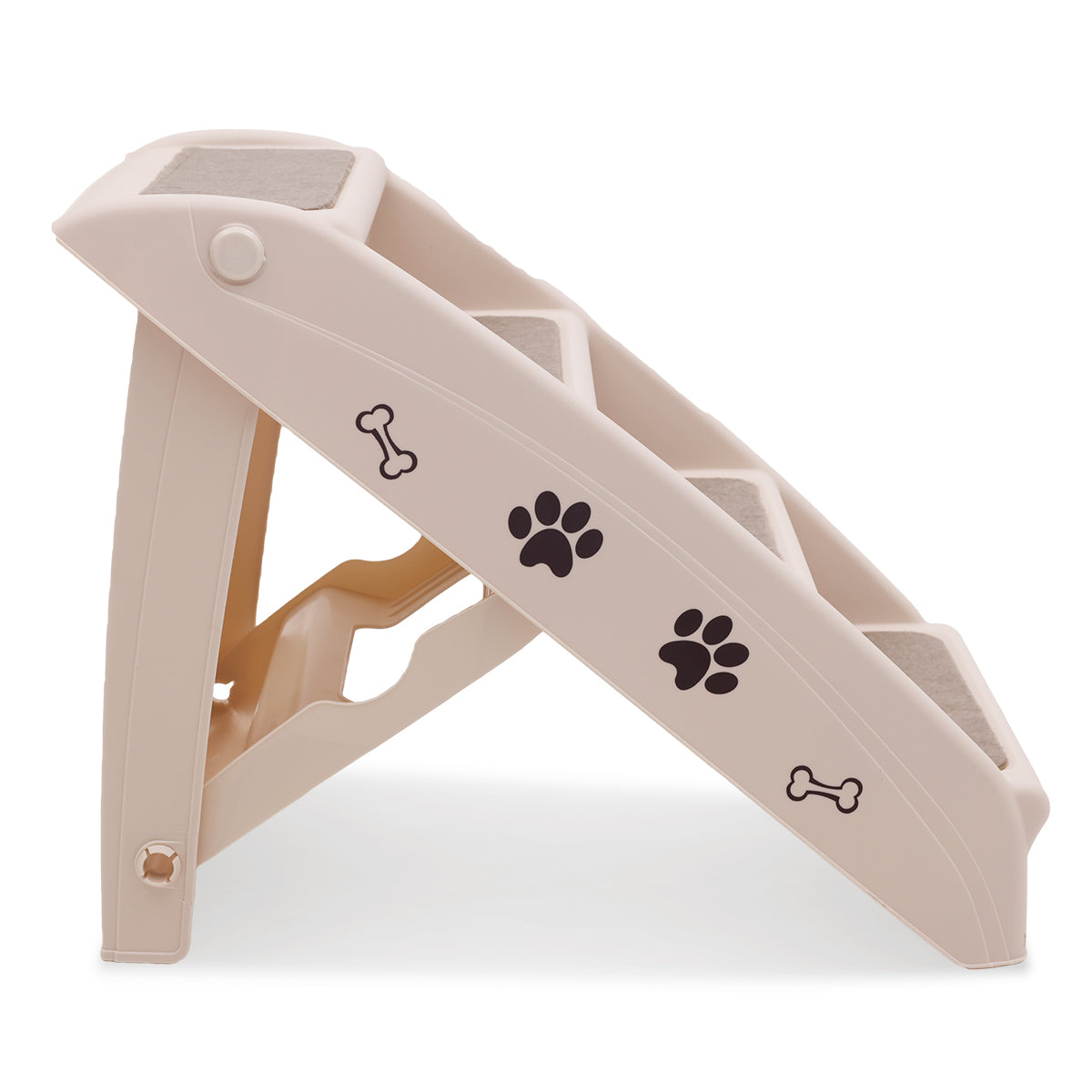 Furtastic Foldable Pet Stairs In White - 50cm Dog Ladder Cat Ramp V240-PTS-EJE-433-WH