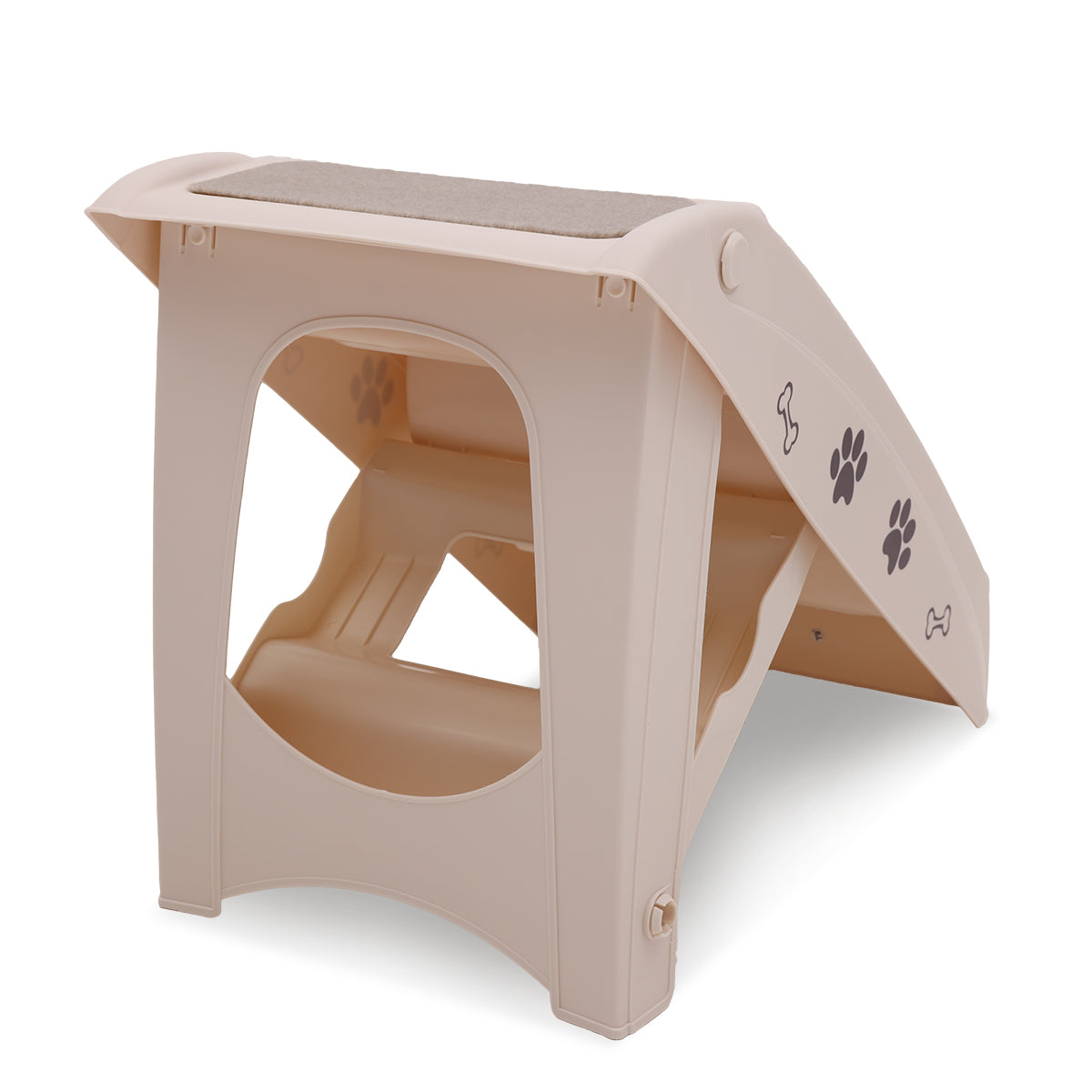 Furtastic Foldable Pet Stairs In White - 50cm Dog Ladder Cat Ramp V240-PTS-EJE-433-WH