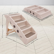 Furtastic Foldable Pet Stairs In White - 50cm Dog Ladder Cat Ramp V240-PTS-EJE-433-WH
