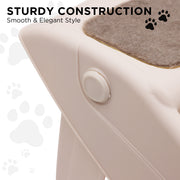 Furtastic Foldable Pet Stairs In White - 50cm Dog Ladder Cat Ramp V240-PTS-EJE-433-WH