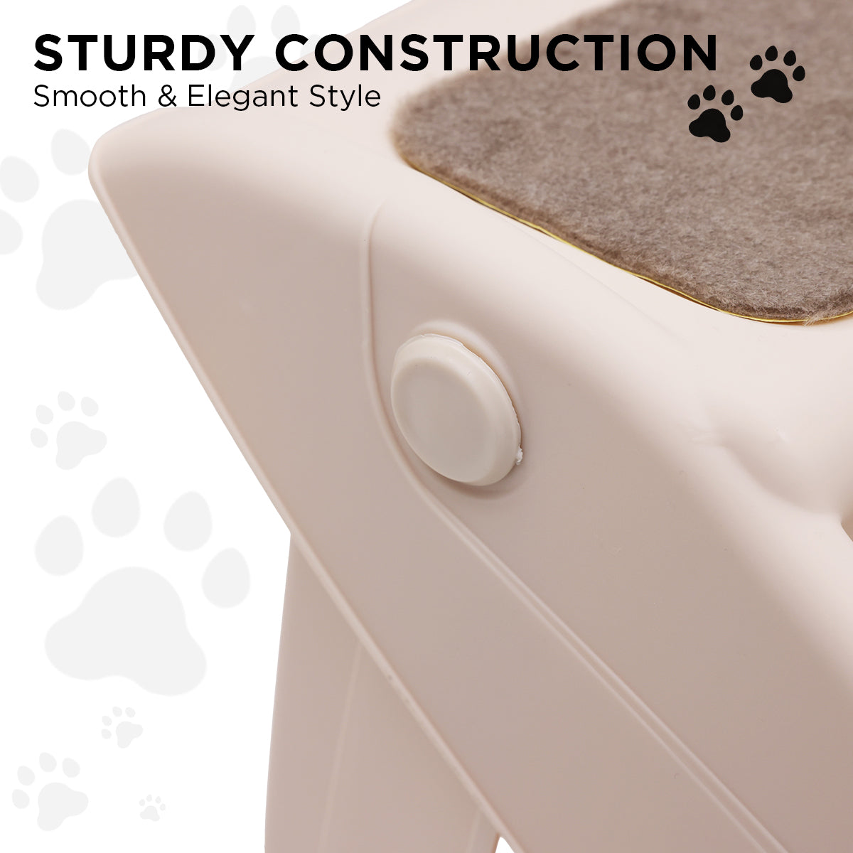 Furtastic Foldable Pet Stairs In White - 50cm Dog Ladder Cat Ramp V240-PTS-EJE-433-WH